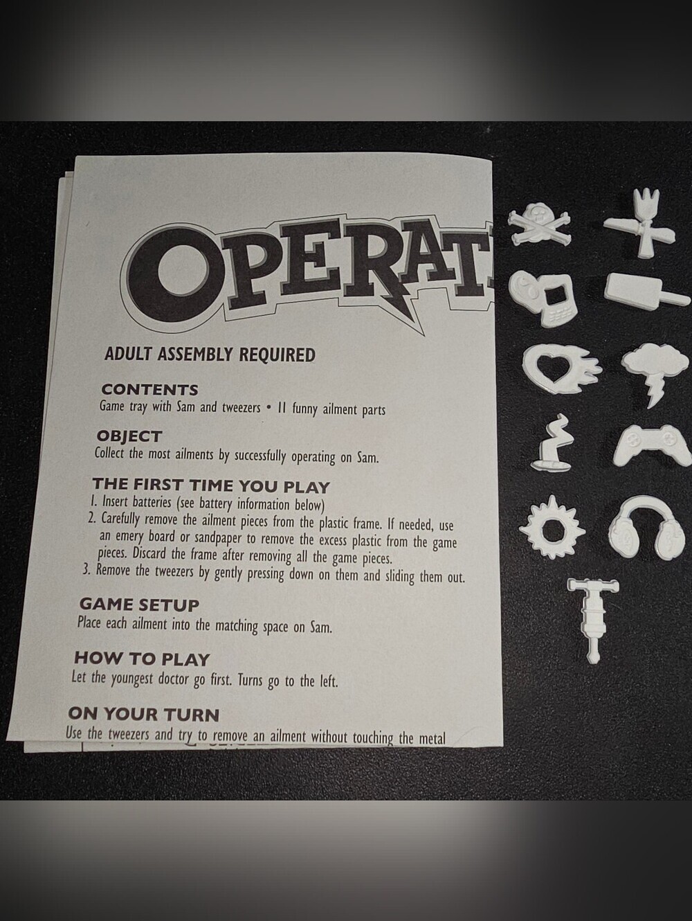 2012 Complete Set 11 Operation Game Pieces & Instructions Replacement